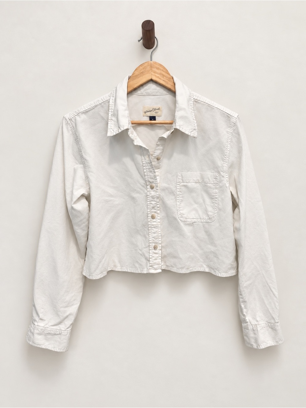 Universal Thread Medium White Cotton Linen Cropped Button Down Shirt